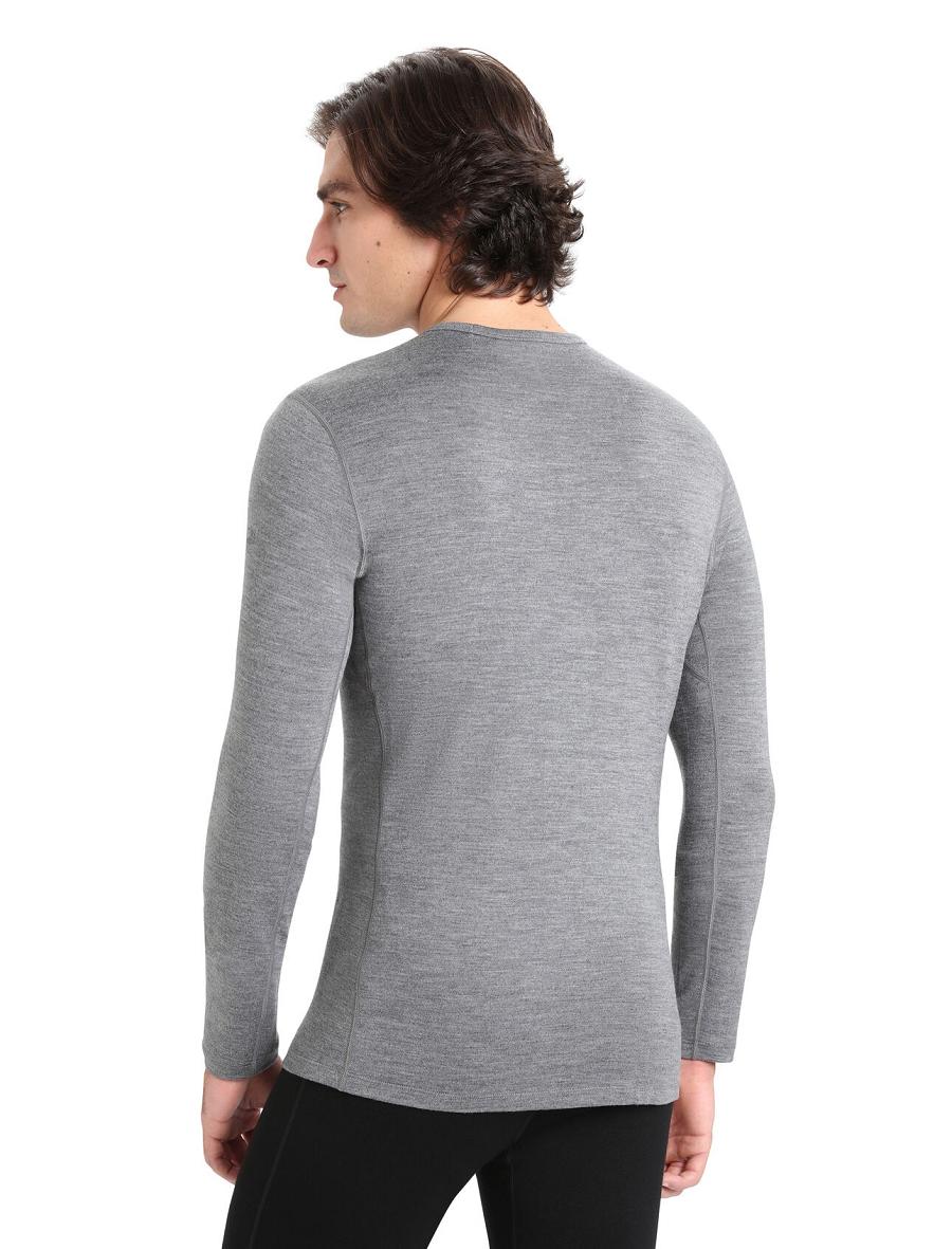 Gritstone Heather Men's Icebreaker Merino 260 Tech Long Sleeve Crewe Thermal Top Base Layers | USA 1396BEXC